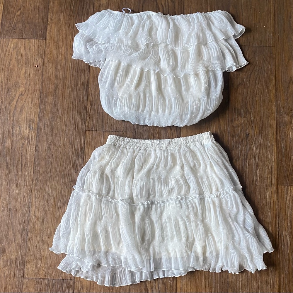 White crop top and matching skirt